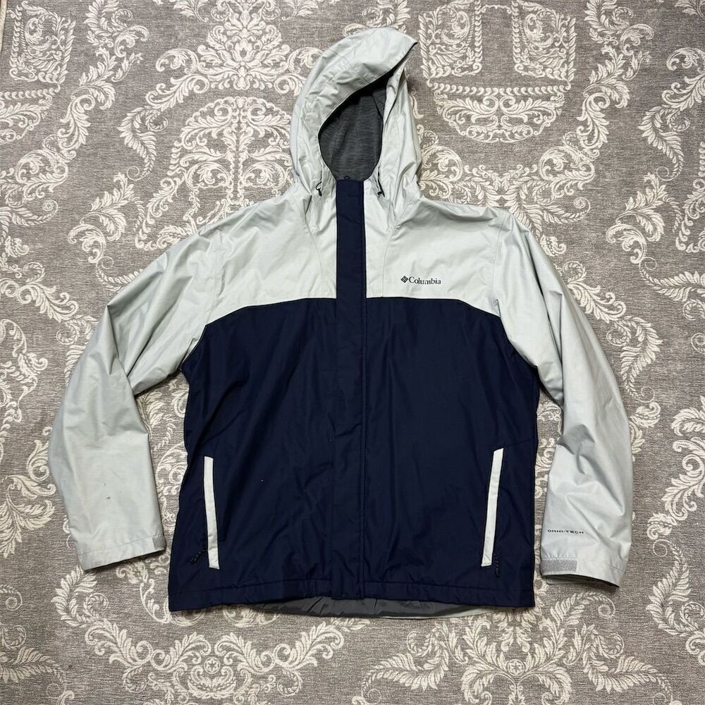 Columbia Men's XL Blue Windbreaker Jacket Full-Zip Hooded Casual